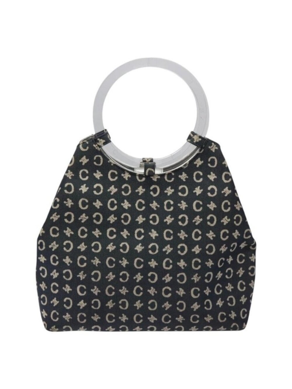Authentic CELINE C Sulky Circle Shoulder Bag Canvas Navy Clear - Picture 9 of 16